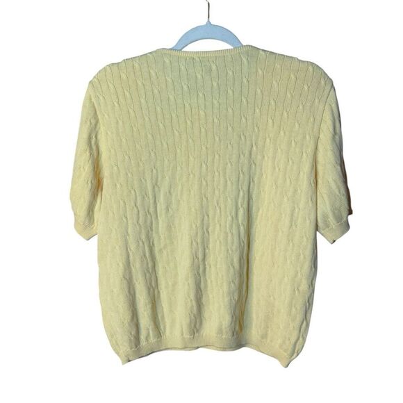 Pendleton Women’s Yellow Cable Knit Short Sleeve Sweater size LP - Picture 2 of 7